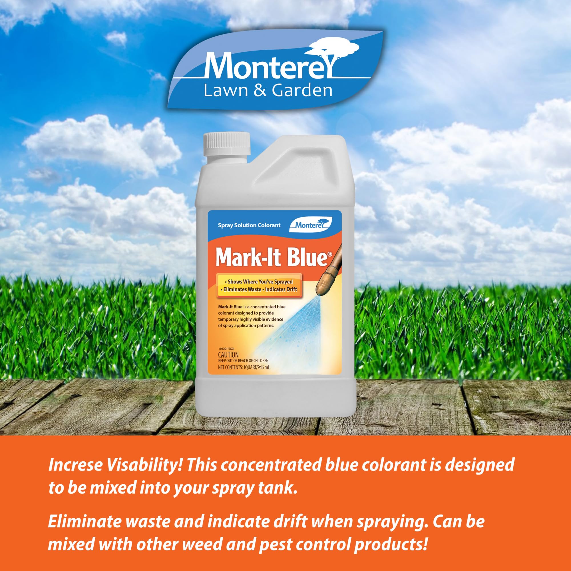 Monterey Mark-It Blue measuring spoon included for precise application.