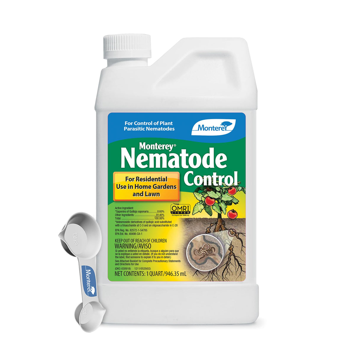 Monterey Nematode Control bundle with garden spoon for easy mixing.