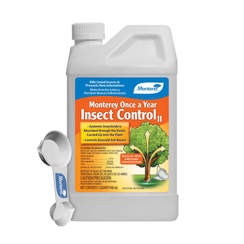 Monterey Once A Year Insect Control bottle for year-round tree protection.