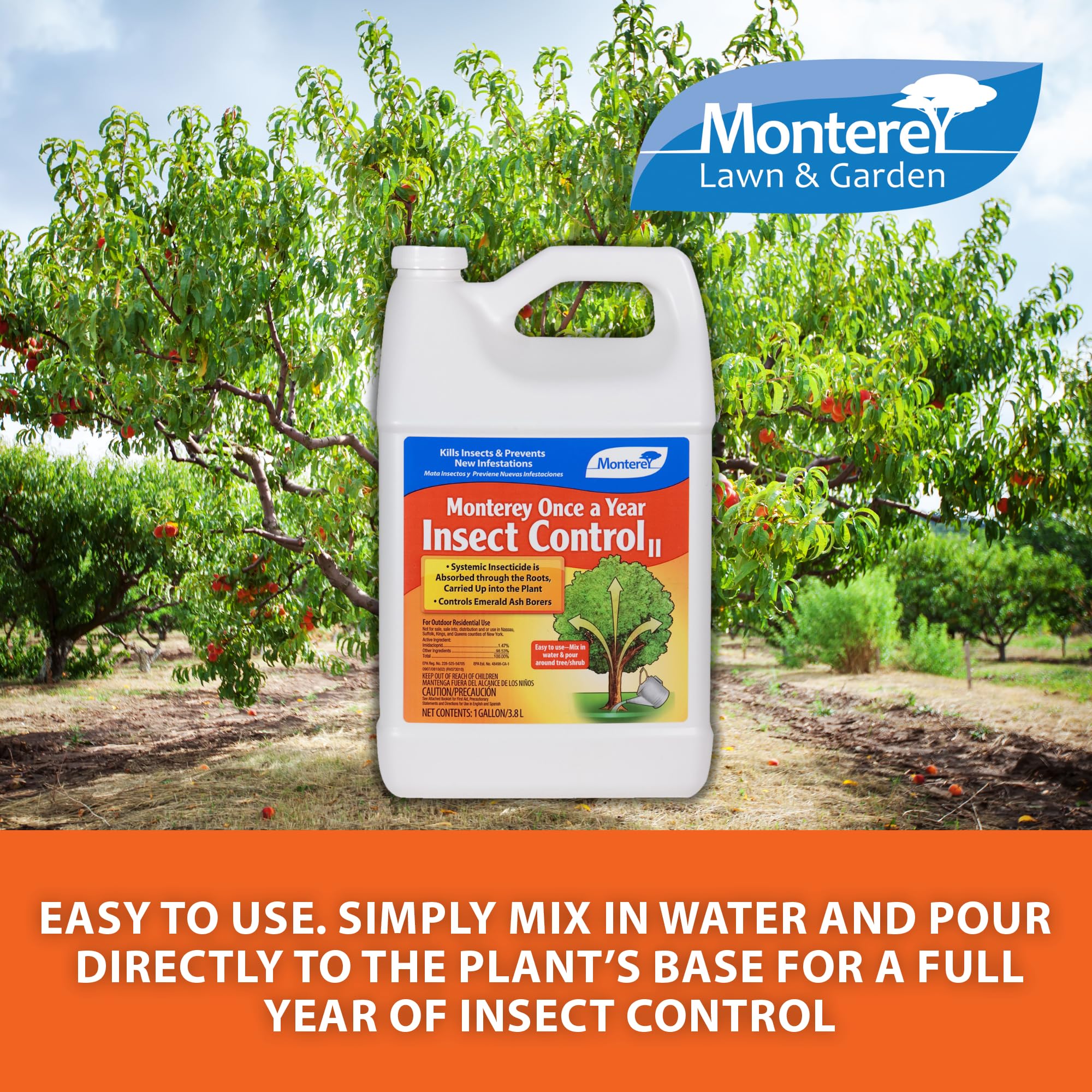 Outdoor trees and shrubs protected by Monterey Once A Year Insect Control II