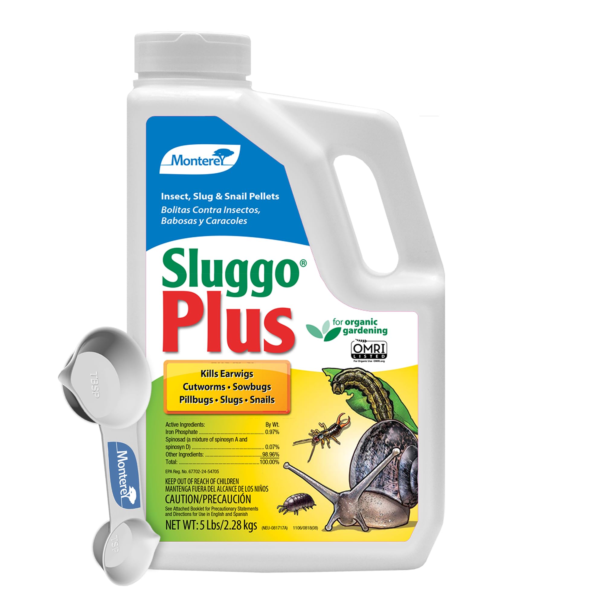 Monterey Sluggo Plus granular bait for slug and snail control in organic gardens