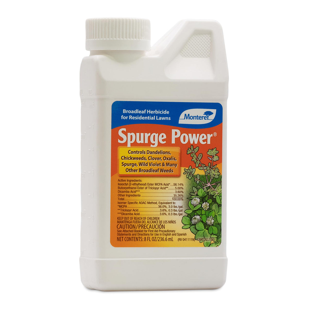 Monterey Spurge Power bottle close-up for effective broadleaf weed control.