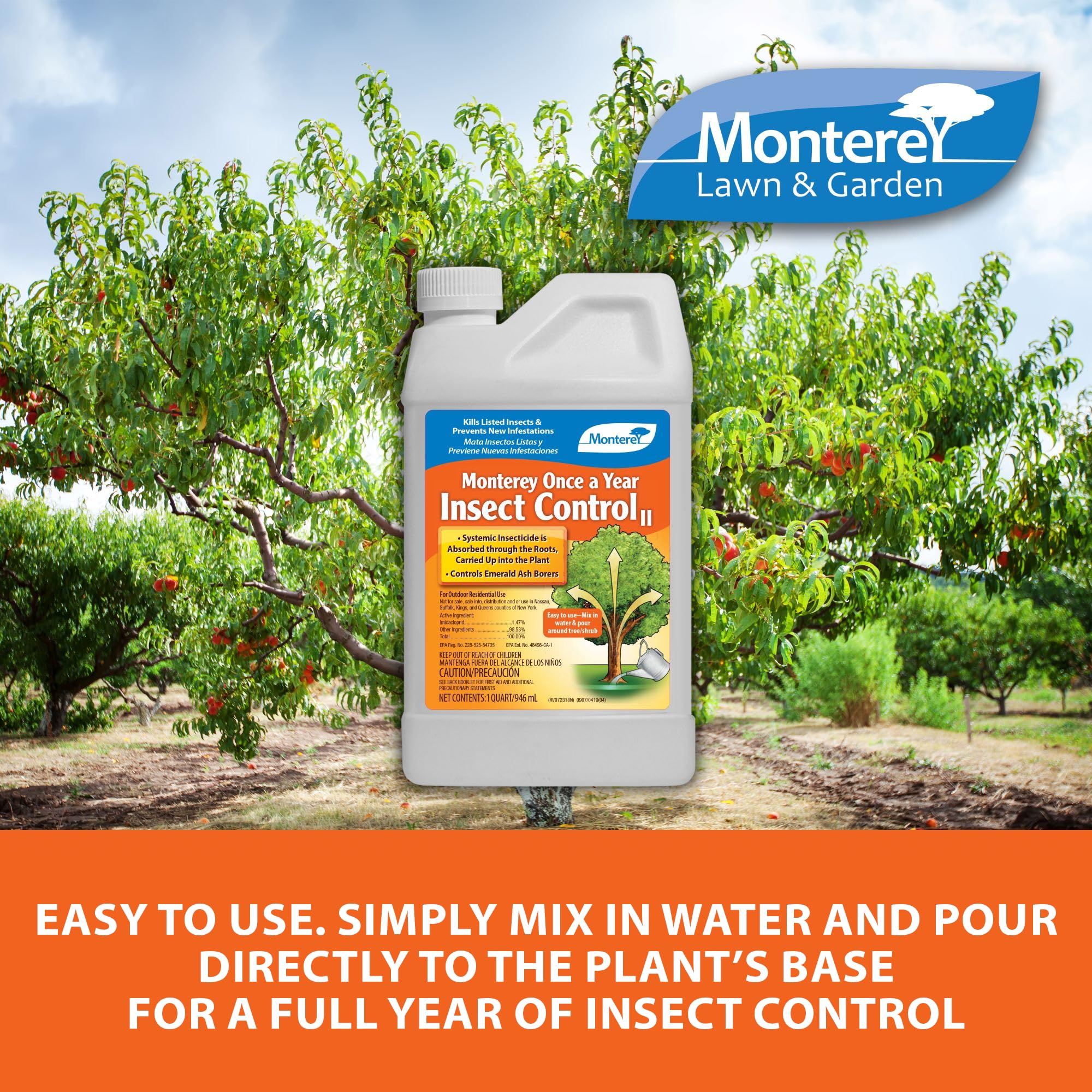 Trees and shrubs shown with systemic protection across the growing season.