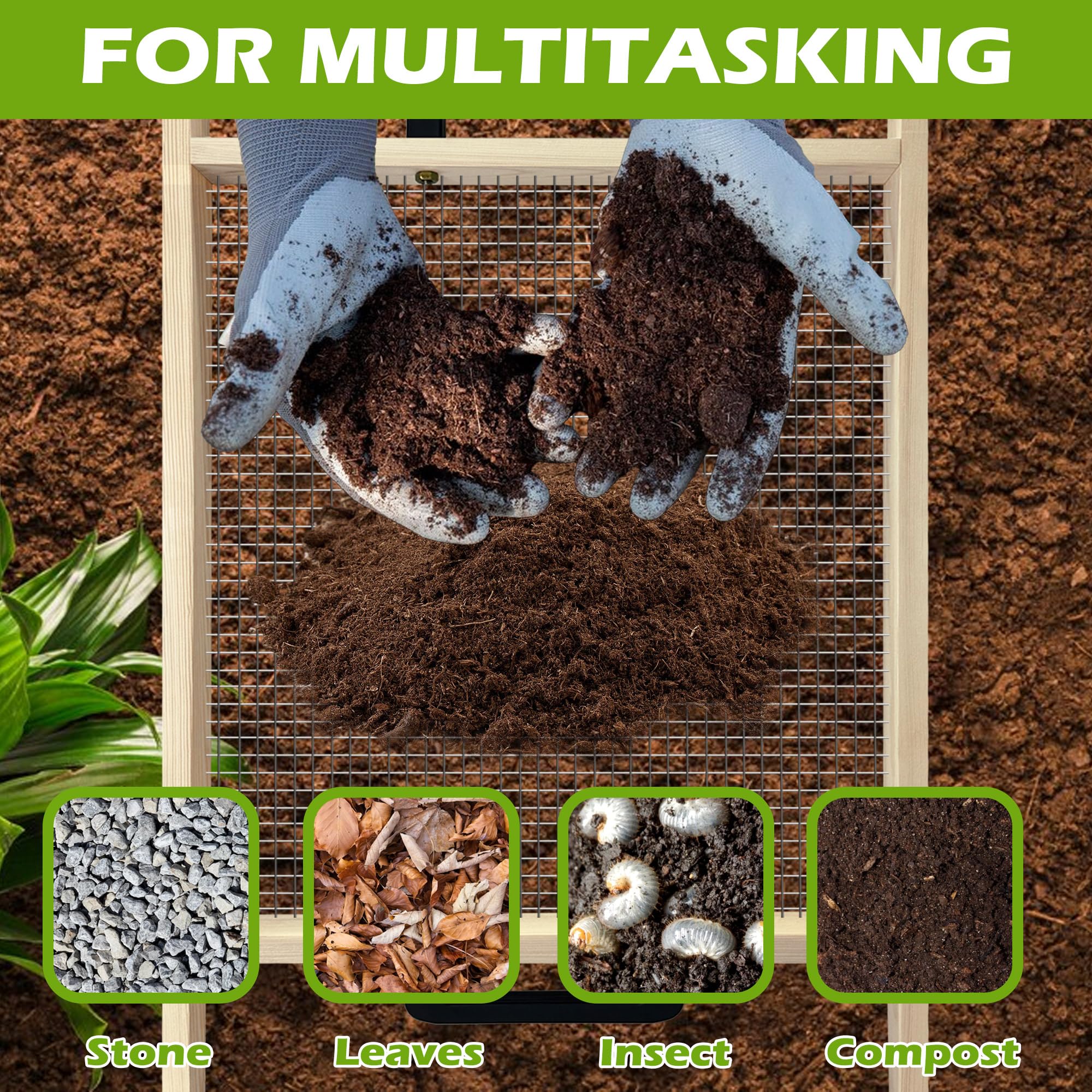 Montex Multipurpose Gardening Tool helps filter compost and remove stones.