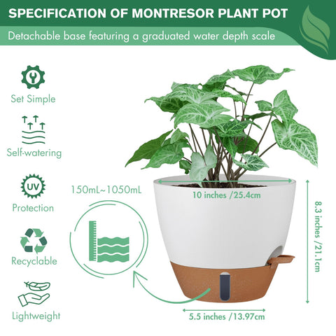 Montresor round planter in neutral finish complements any room.
