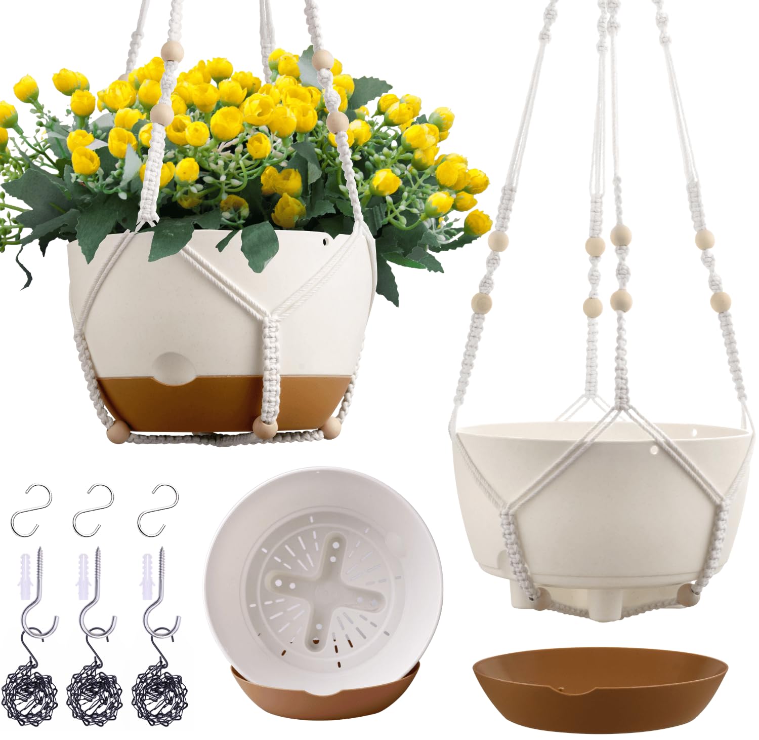 Montresor 8-inch hanging planter with self-watering reservoir for thriving indoor greenery