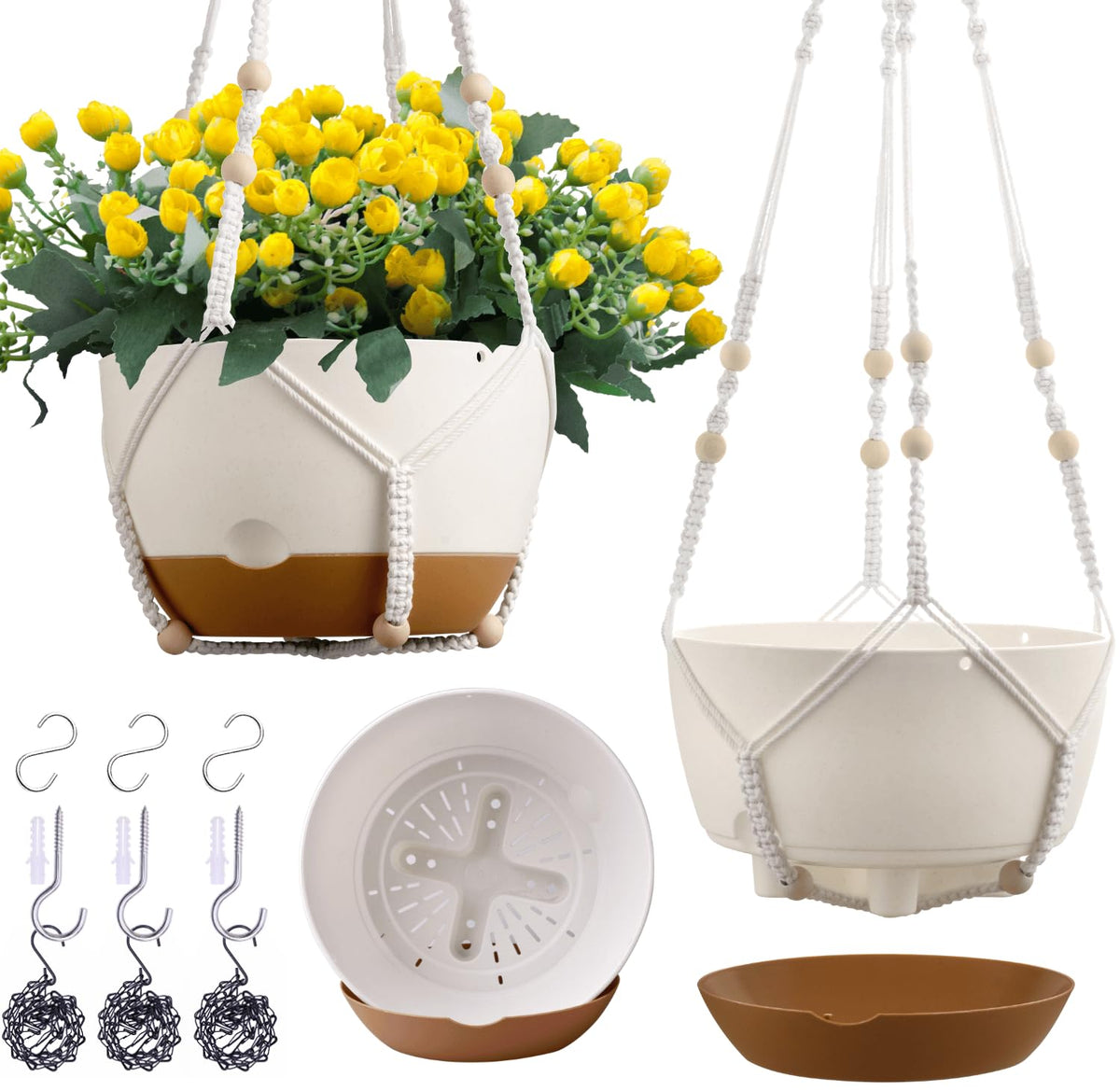 Montresor 8-inch hanging planter with self-watering reservoir for thriving indoor greenery