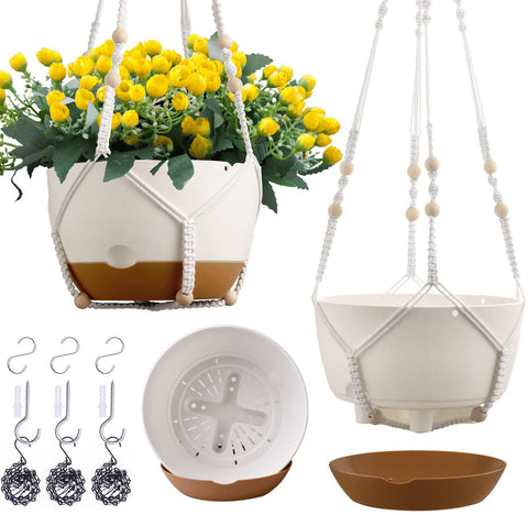 Montresor 8-inch hanging planter with self-watering reservoir for thriving indoor greenery