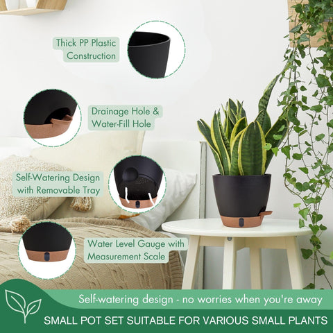 Five Montresor pots sized 5 to 7 inches for versatility