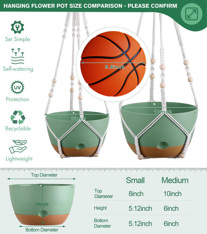 Montresor green hanging planter basket for easy mounting