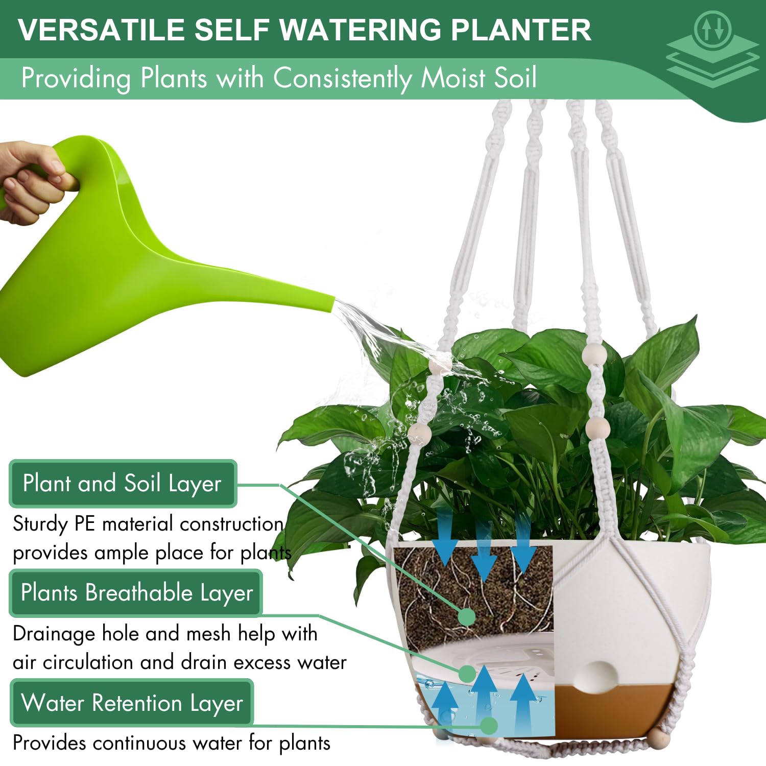 Montresor bohemian-style hanger enhances indoor decor for plants