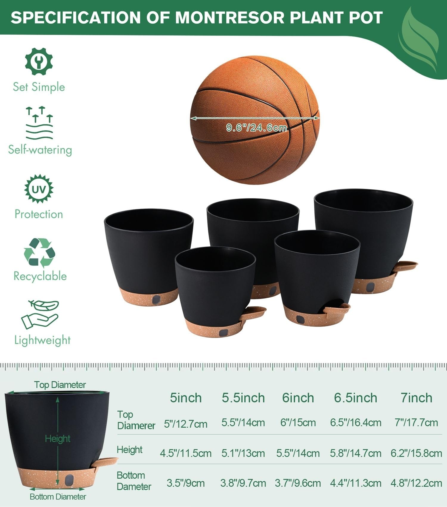 Lightweight Montresor pots easy to lift and move