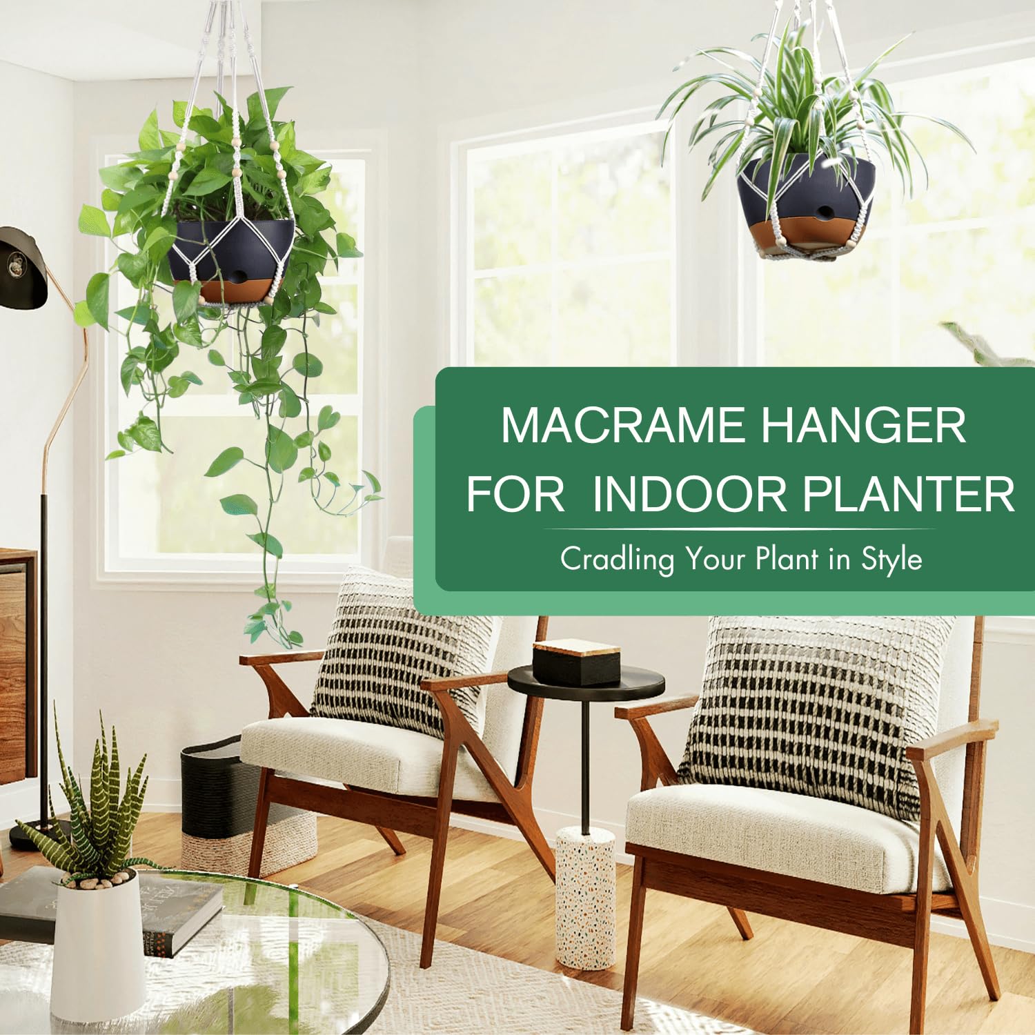 Montresor outdoor hanging planter showing thick durable plastic against weather