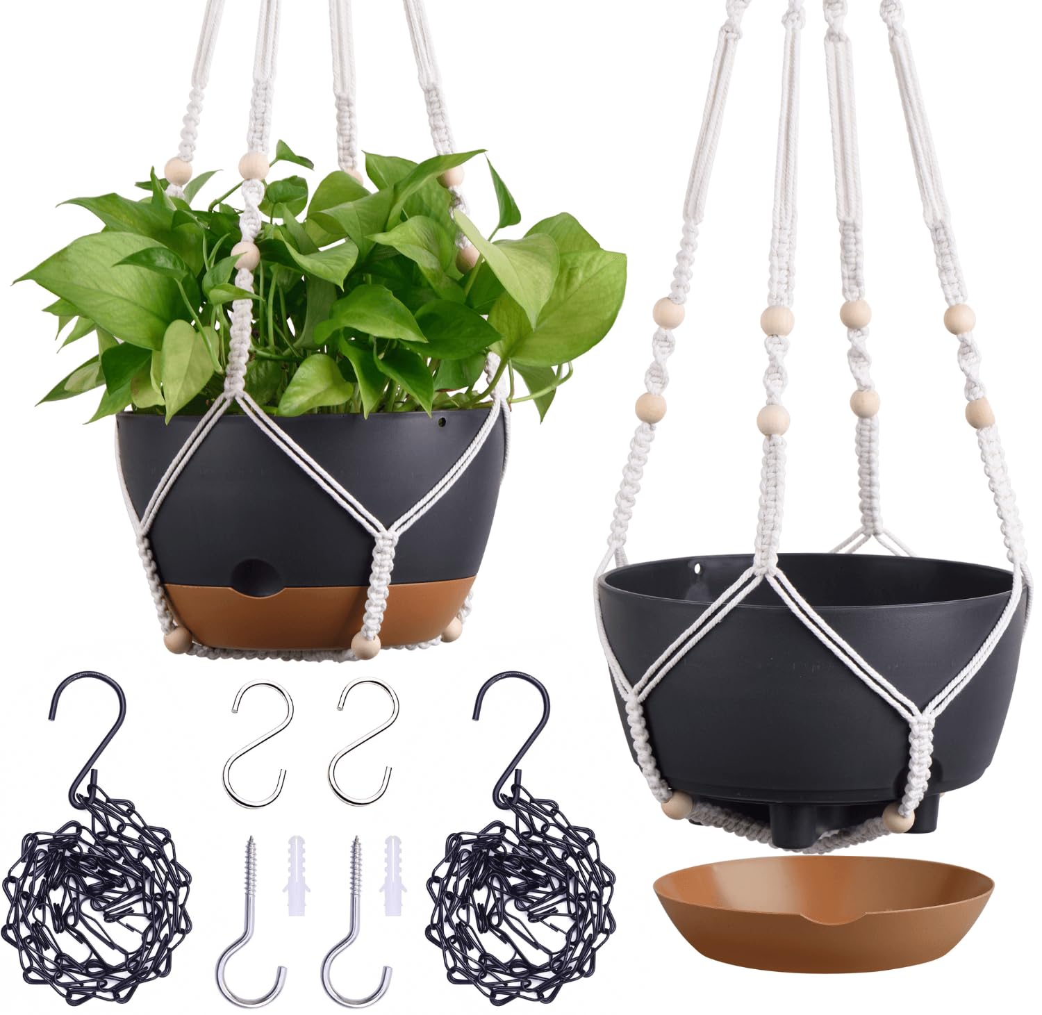 Montresor self-watering hanging pot with built-in reservoir for easy plant care