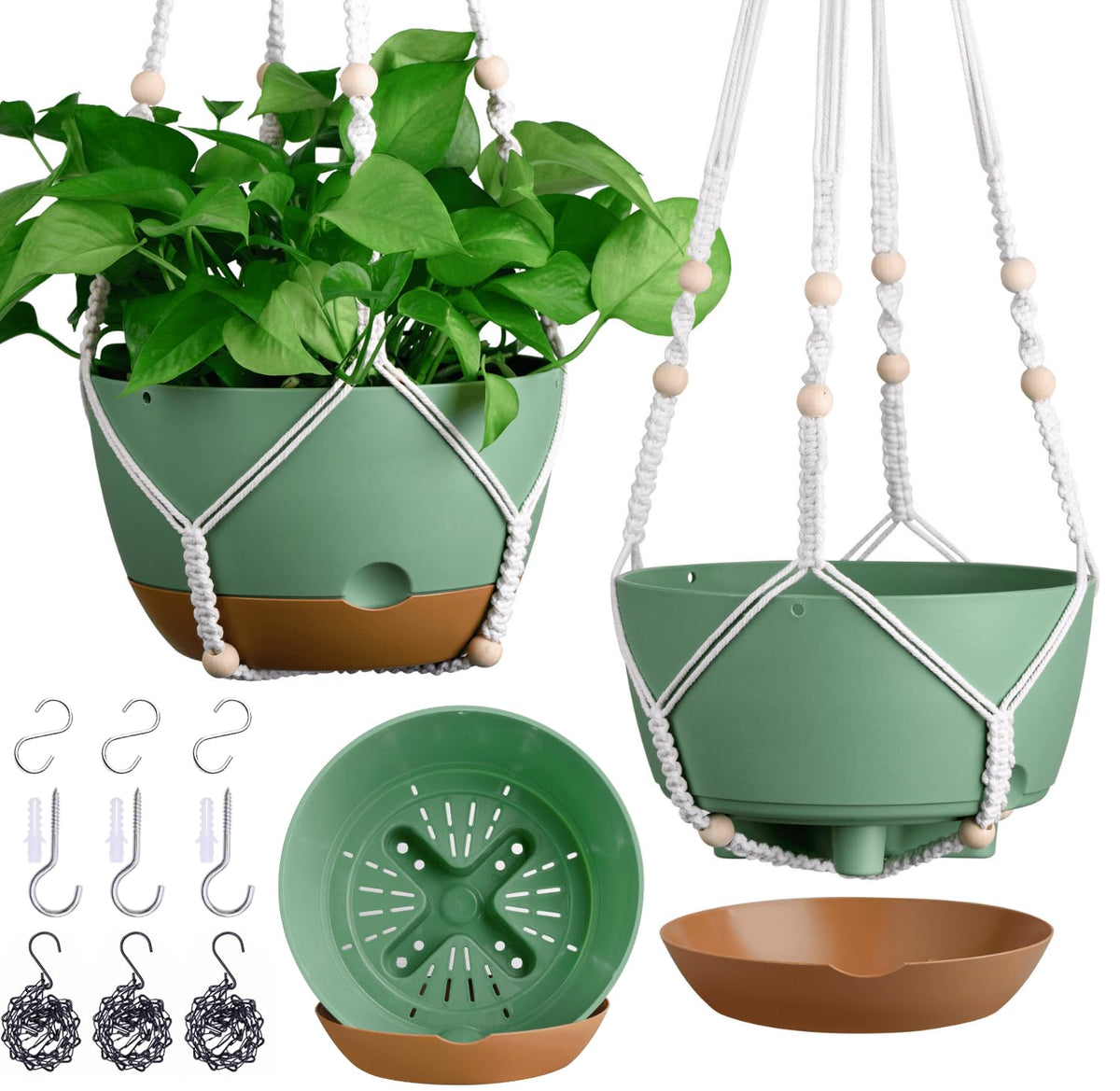 Montresor self-watering 8-inch hanging pot with reservoir for steady hydration.