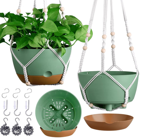 Montresor self-watering 8-inch hanging pot with reservoir for steady hydration.