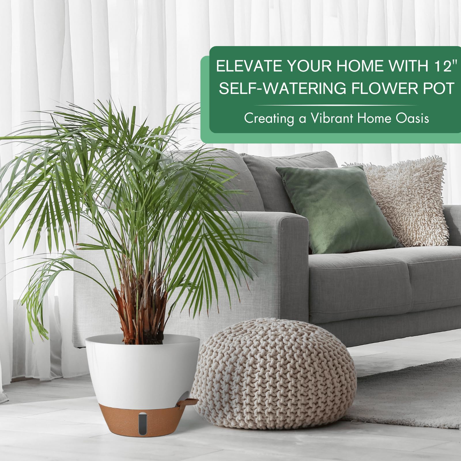Montresor self-watering pot showing smart drainage and tray protection.