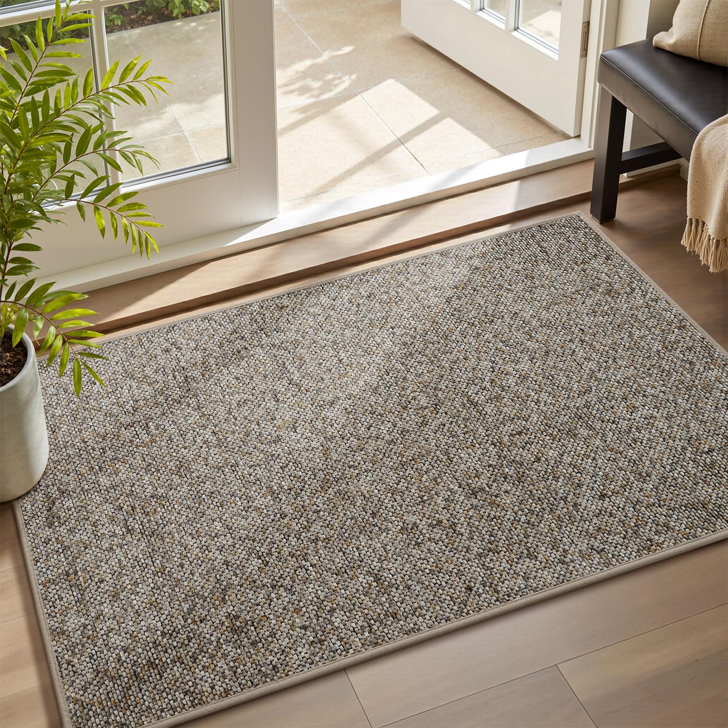 MontVoo indoor door mat with absorbent surface traps moisture and dirt at the entry