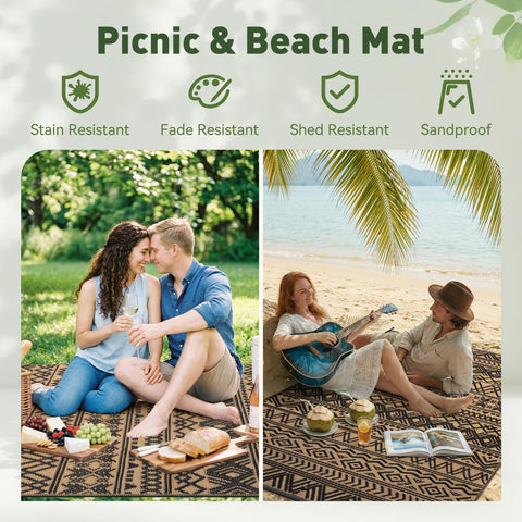 MontVoo beach mat keeps sand out and cleans easily for outdoor fun.
