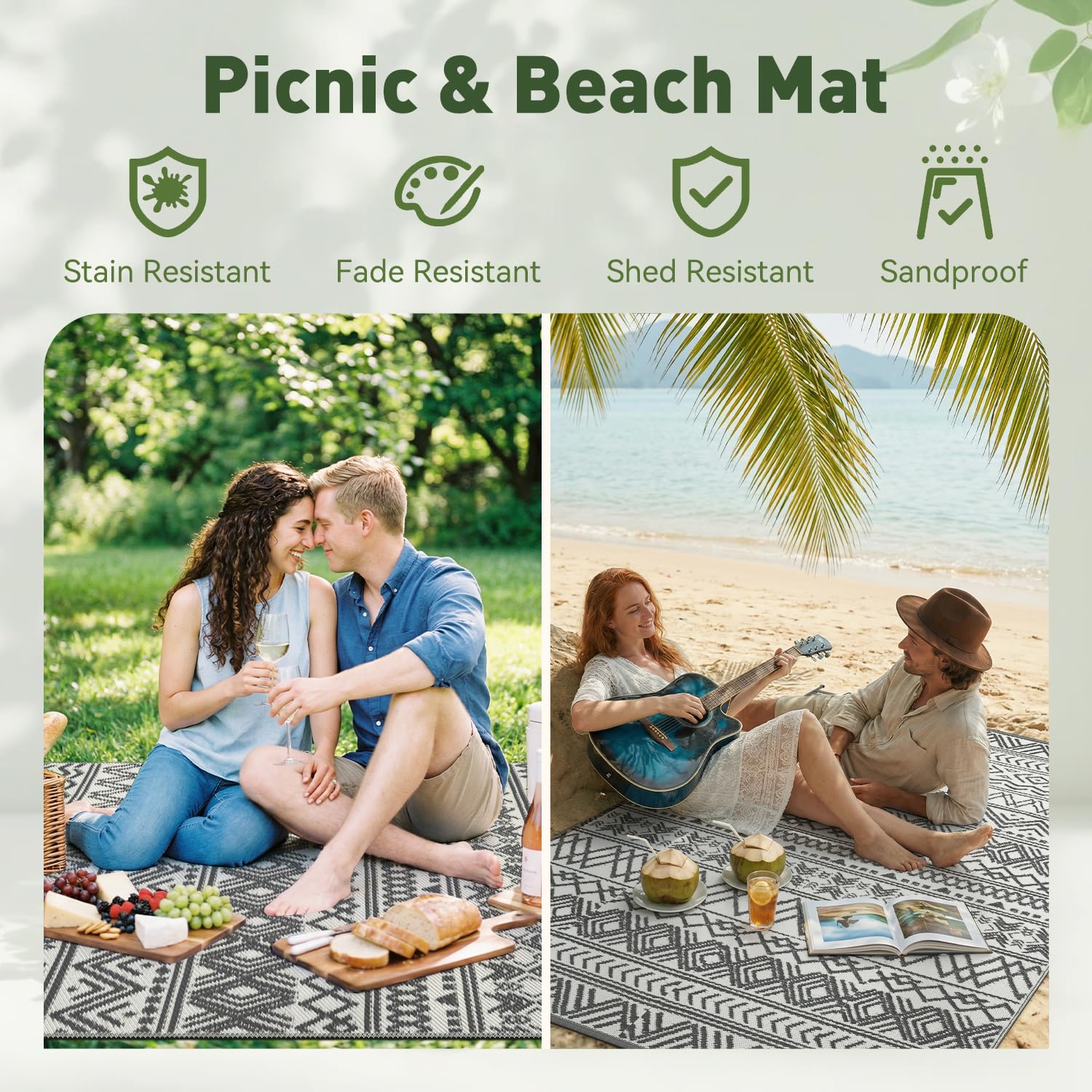 MontVoo boho-grey outdoor rug soft plastic straw underfoot