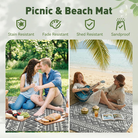 MontVoo boho-grey outdoor rug soft plastic straw underfoot
