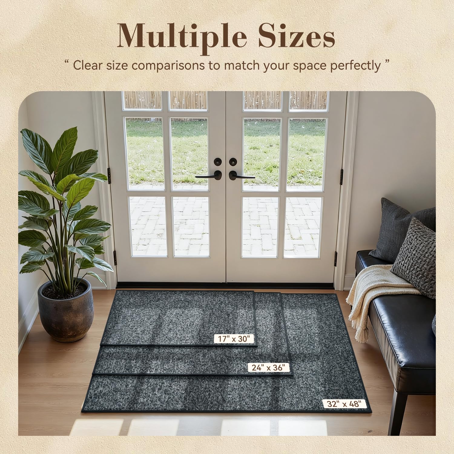 MontVoo mat features non-slip rubber backing for safer, steadier floors.