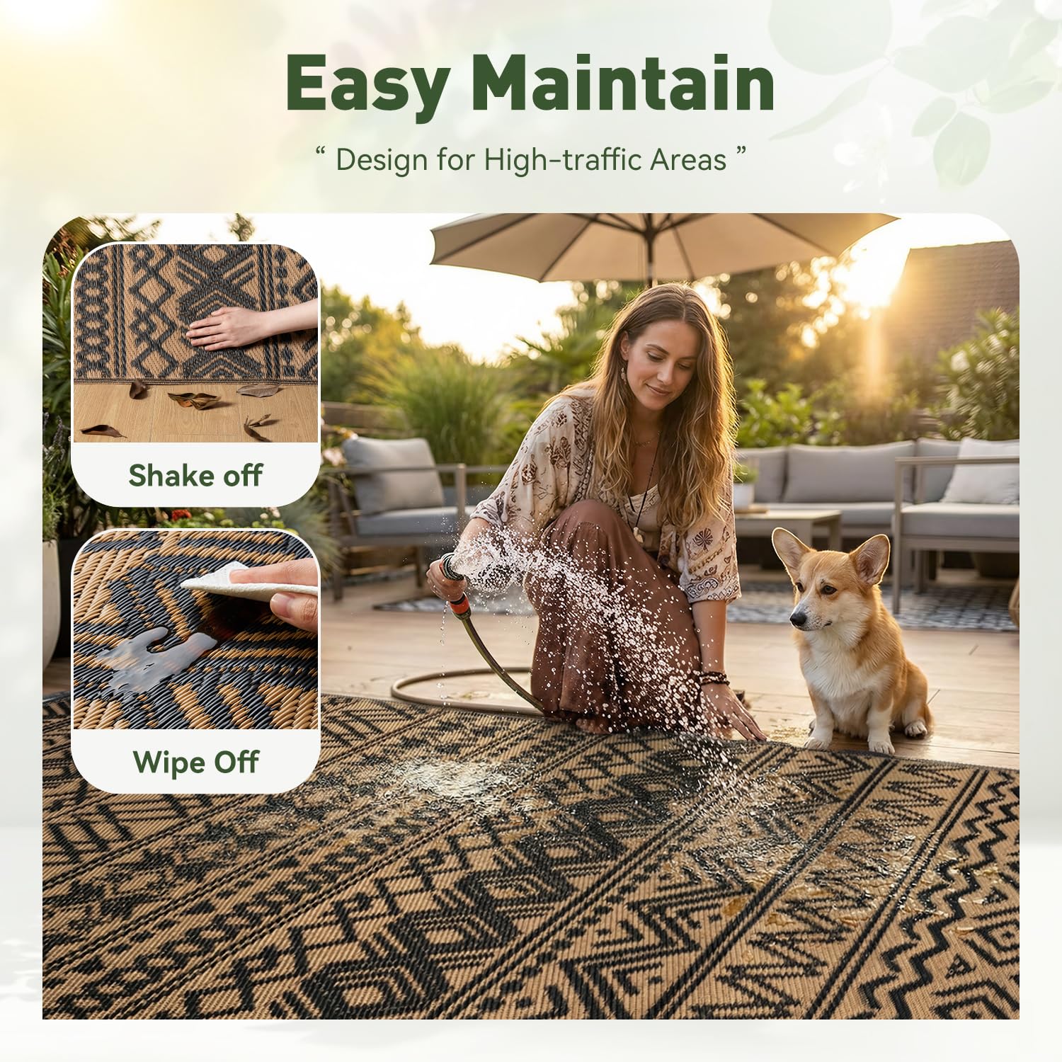 MontVoo lightweight rug folds compactly for easy packing and storage.
