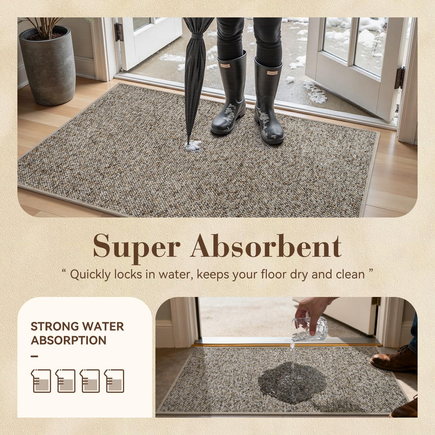 MontVoo door mat's low-profile edge fits under doors without snagging