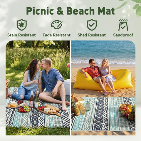 MontVoo beach picnic rug doubles as a beach mat.