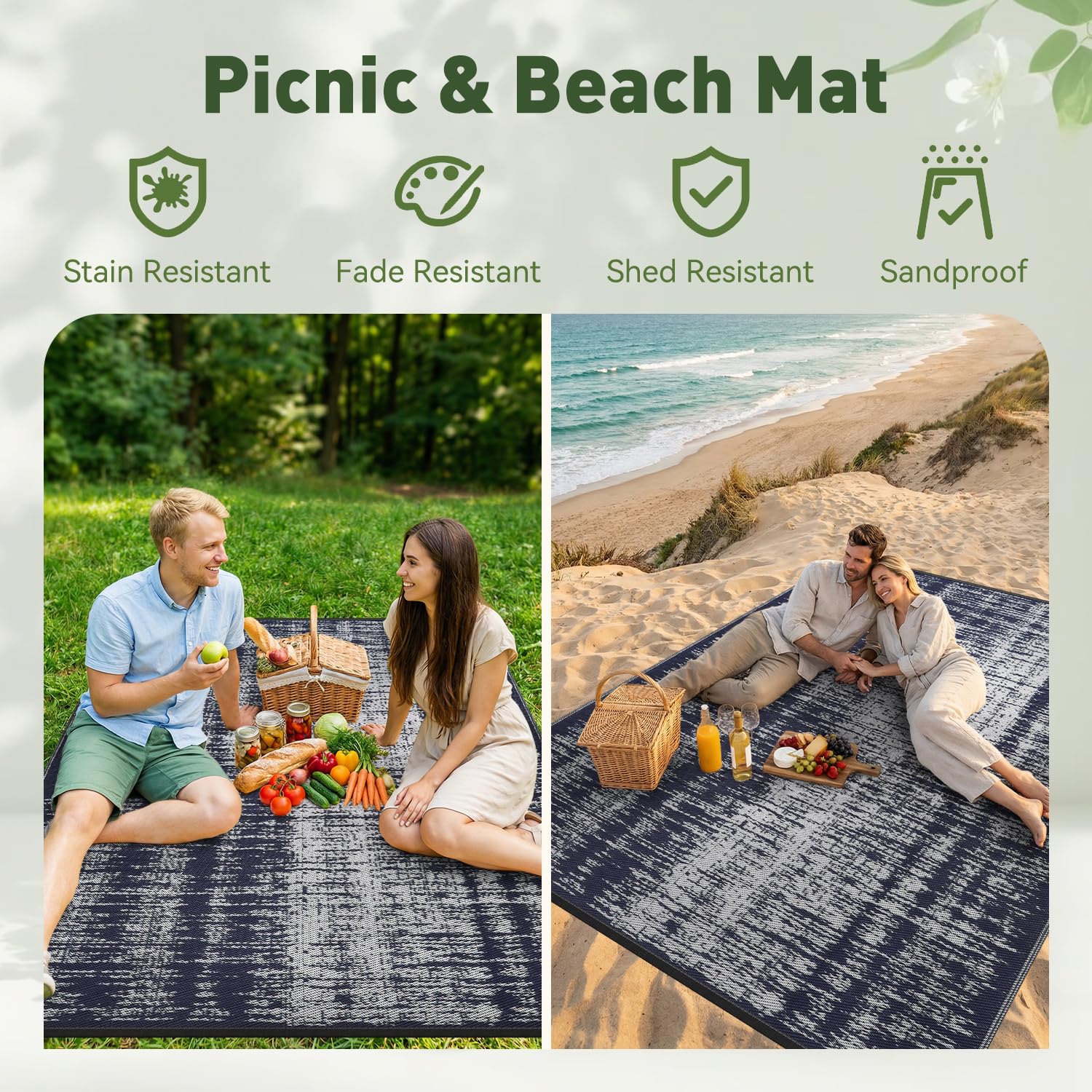 MontVoo Outdoor Rug being carried, lightweight for easy transport