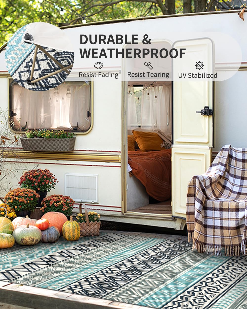 MontVoo patio and balcony rug adds color and comfort.