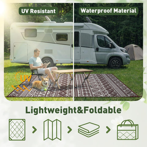 MontVoo outdoor rug picnic-mat versatility for camping or RV trips.