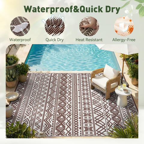 MontVoo outdoor rug quick-dry design helps keep patios clean.