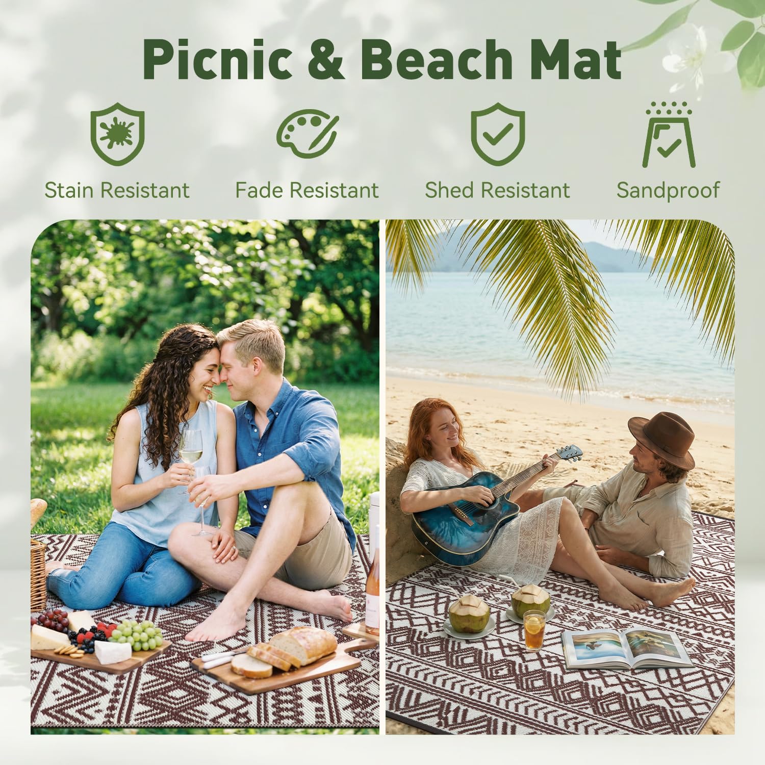 MontVoo outdoor rug sand-free surface supports beach and poolside.