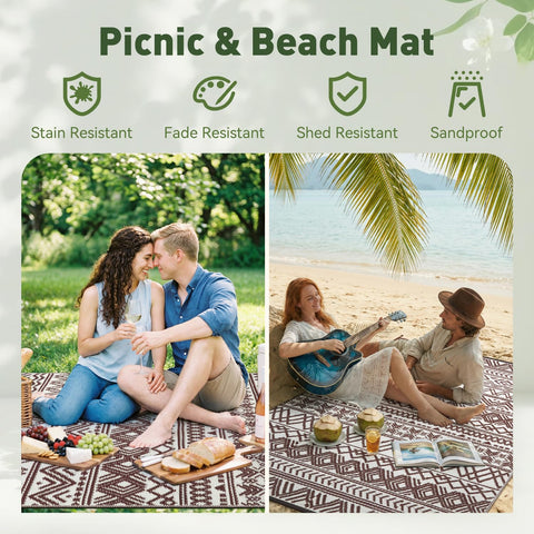 MontVoo outdoor rug sand-free surface supports beach and poolside.