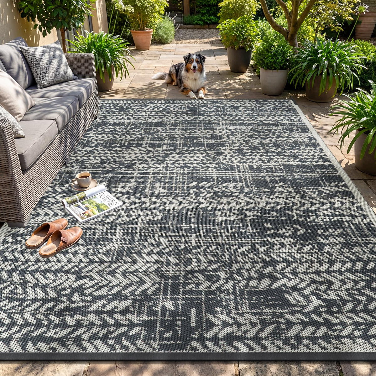 MontVoo outdoor rug waterproof 6x9 in grey for quick dry and durable outdoor use