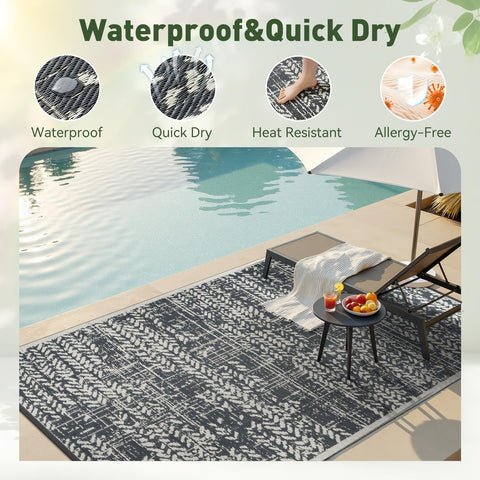 MontVoo patio deck rug grey enhances weatherproof outdoor spaces