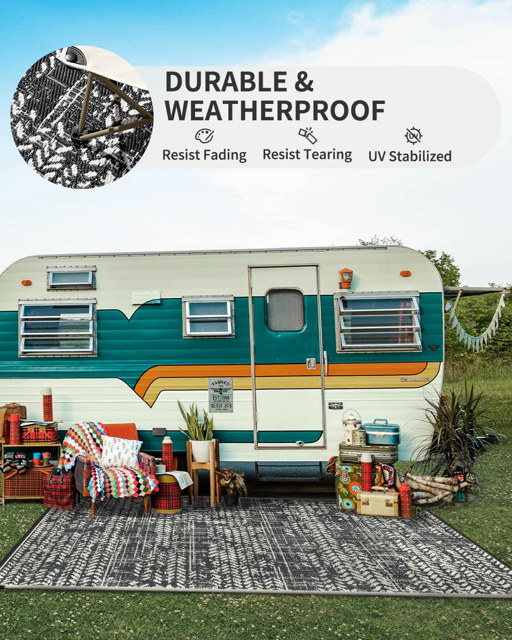 MontVoo reversible outdoor mat doubles design options with two looks.