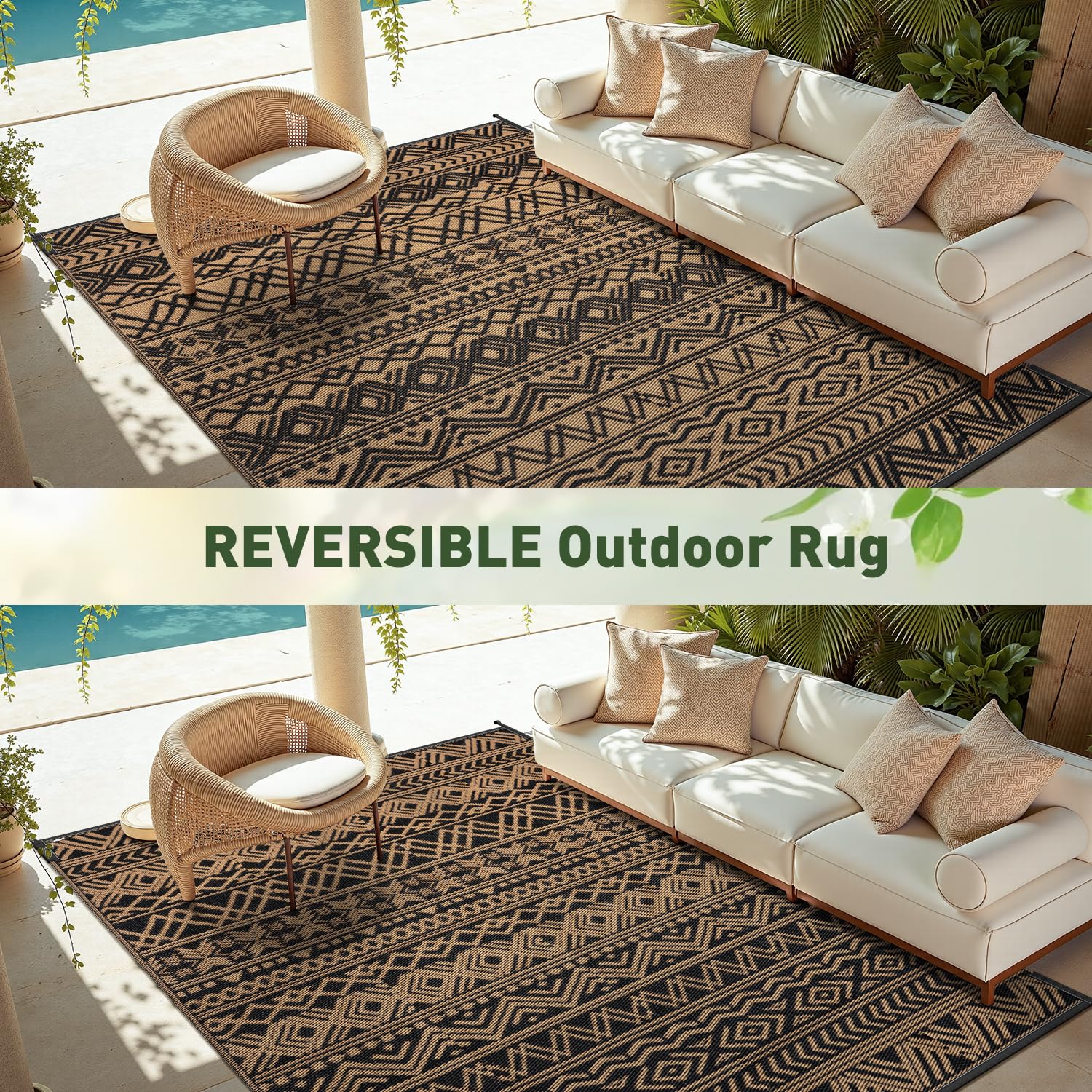 MontVoo soft-texture outdoor rug feels comfortable under feet and knees.