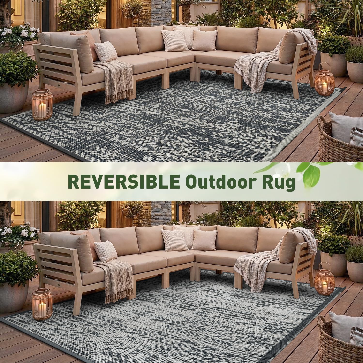 MontVoo weatherproof rug UV stable and durable for long outdoor exposure