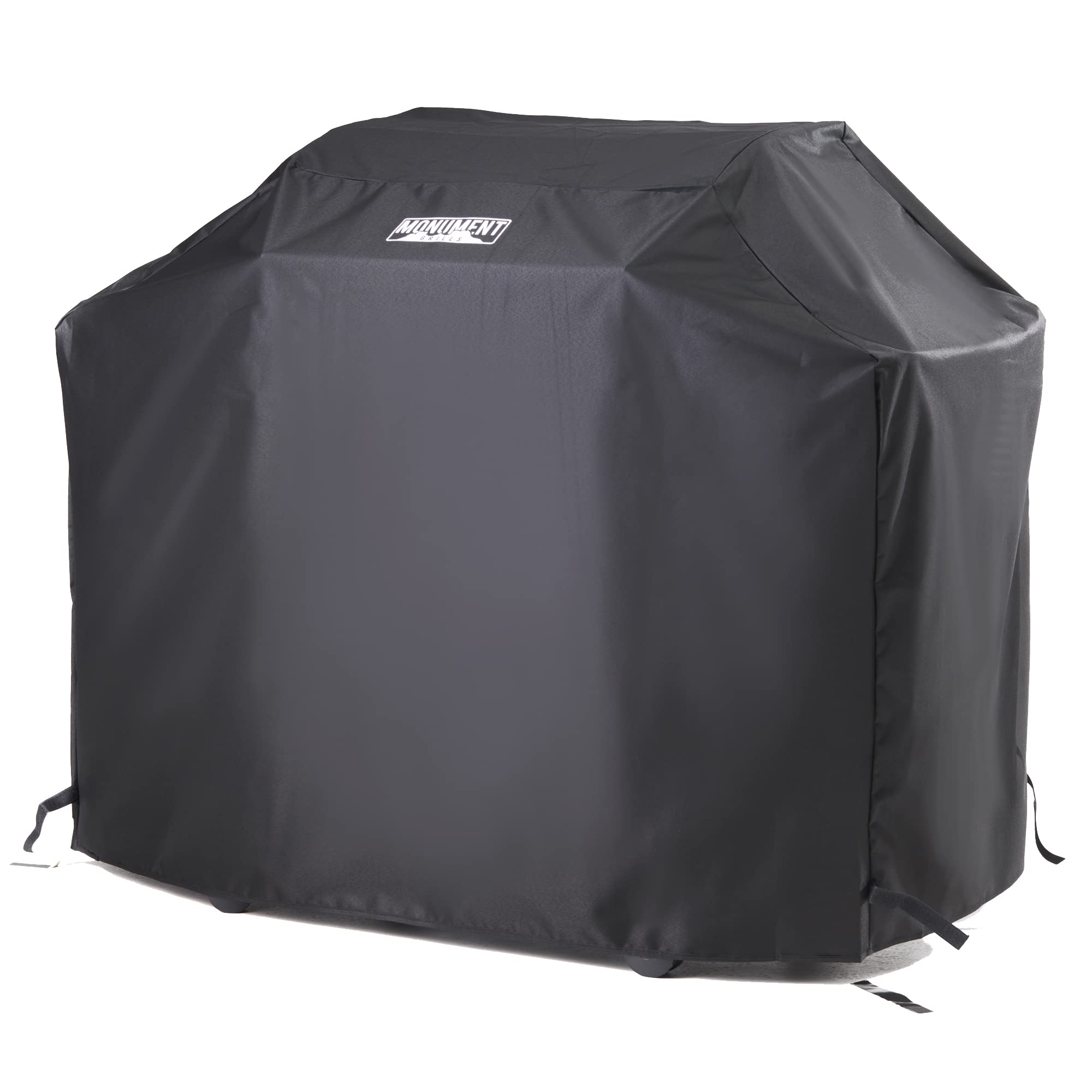 Monument Grills heavy-duty grill cover 54-inch front view protecting Mesa 400 from rain and dust