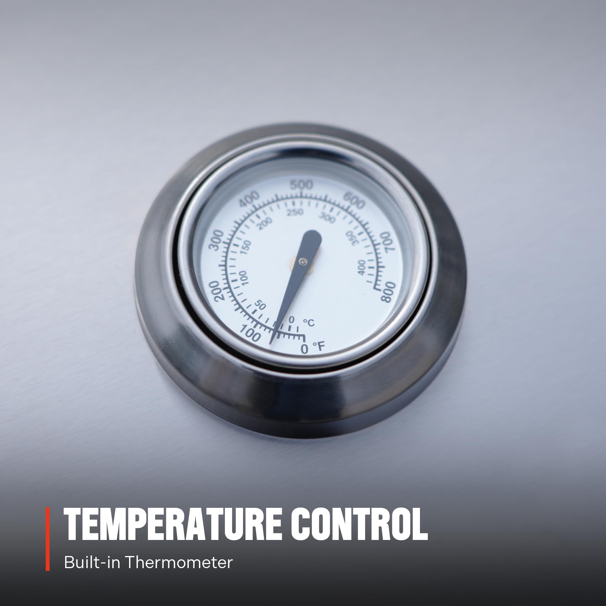 Monument Grills built-in thermometer helps monitor temperature.