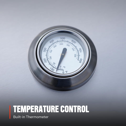 Monument Grills built-in thermometer helps monitor temperature.