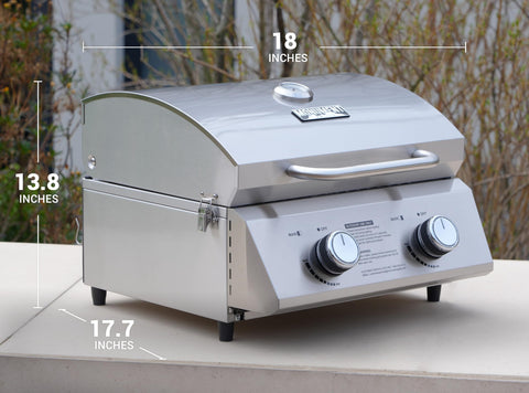 Monument Grills compact 18x18x13 footprint fits tight camping spaces.