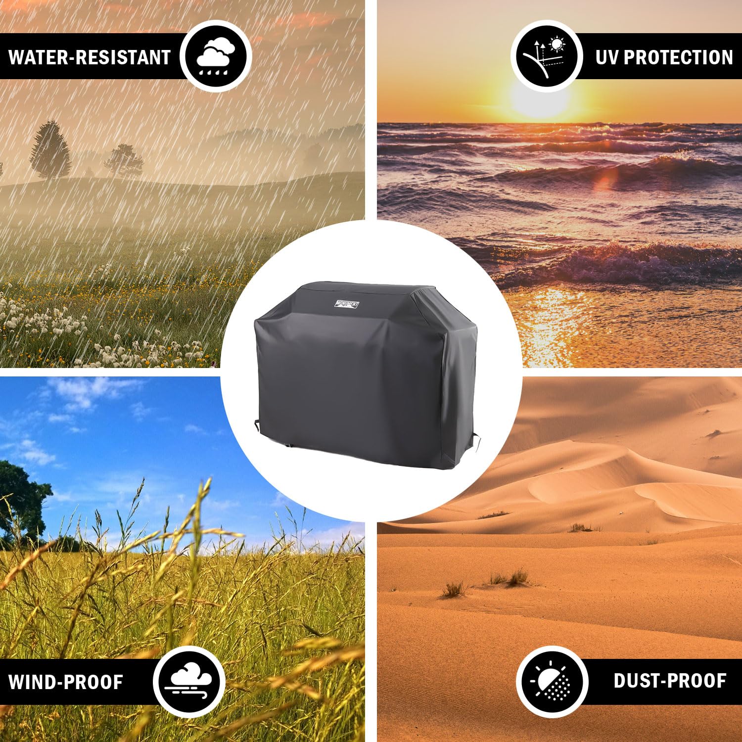 Velcro straps provide secure fastening against gusts and wind.