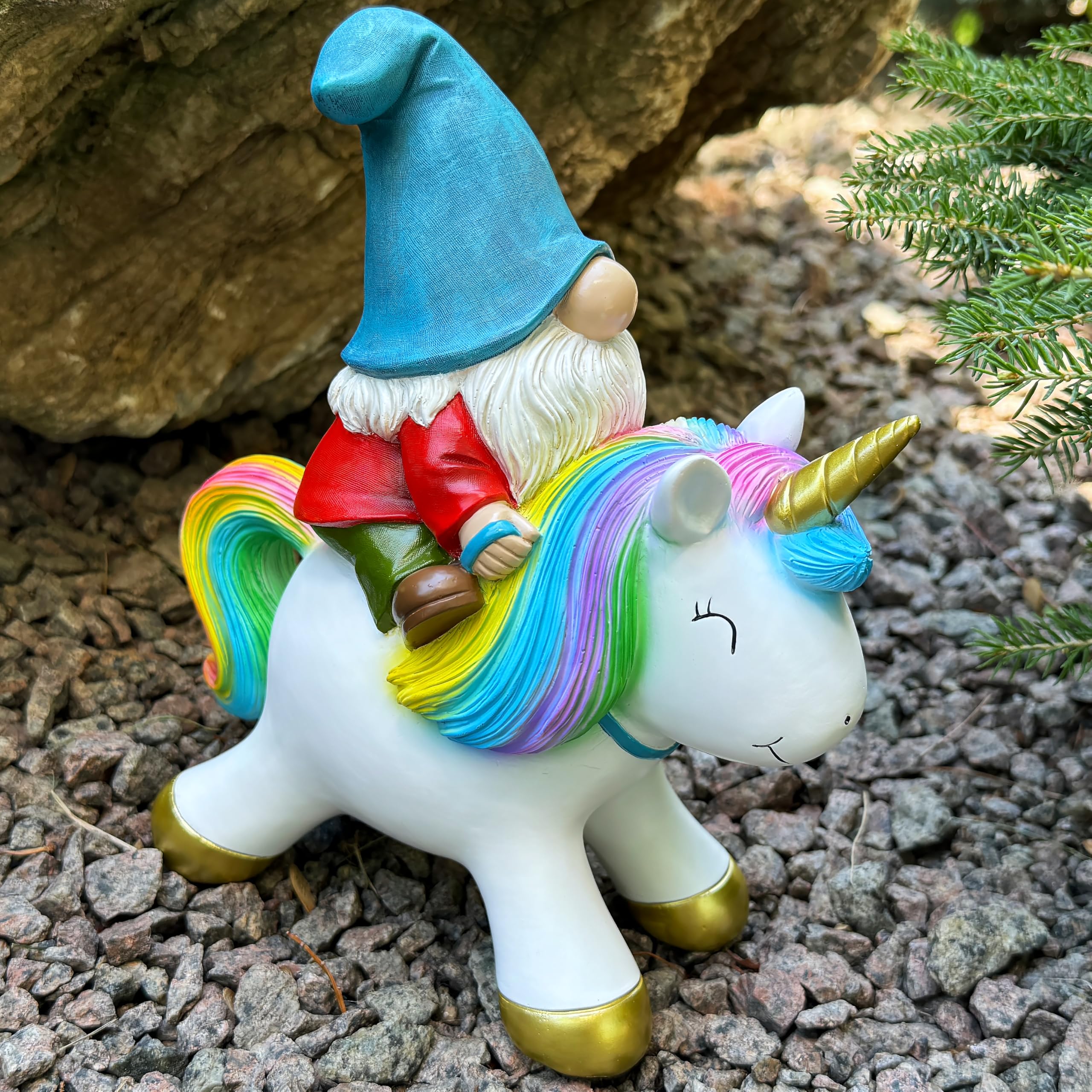 Mood Lab durable resin garden gnome stands up to outdoor weather