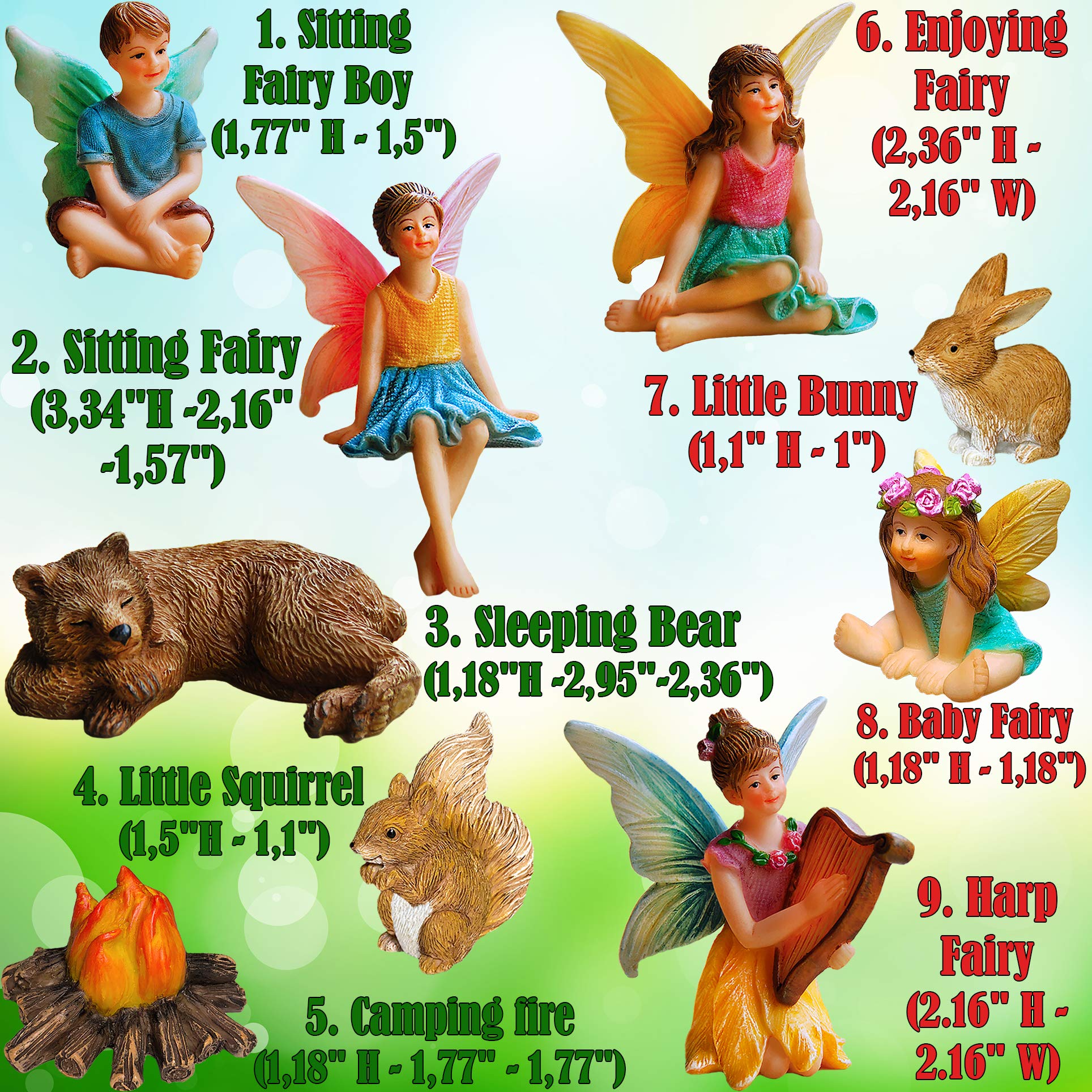 Mood Lab resin fairy figures with hand painted details in bright daylight