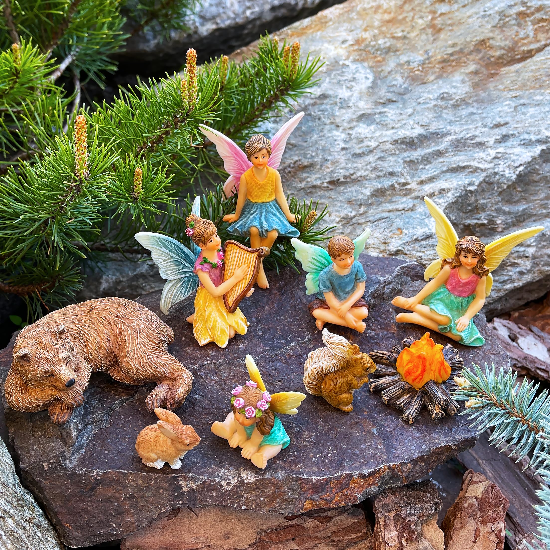 Mood Lab resin figures featured with a garden path backdrop