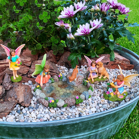 Mood Lab fairy garden figurines set with hand-painted details