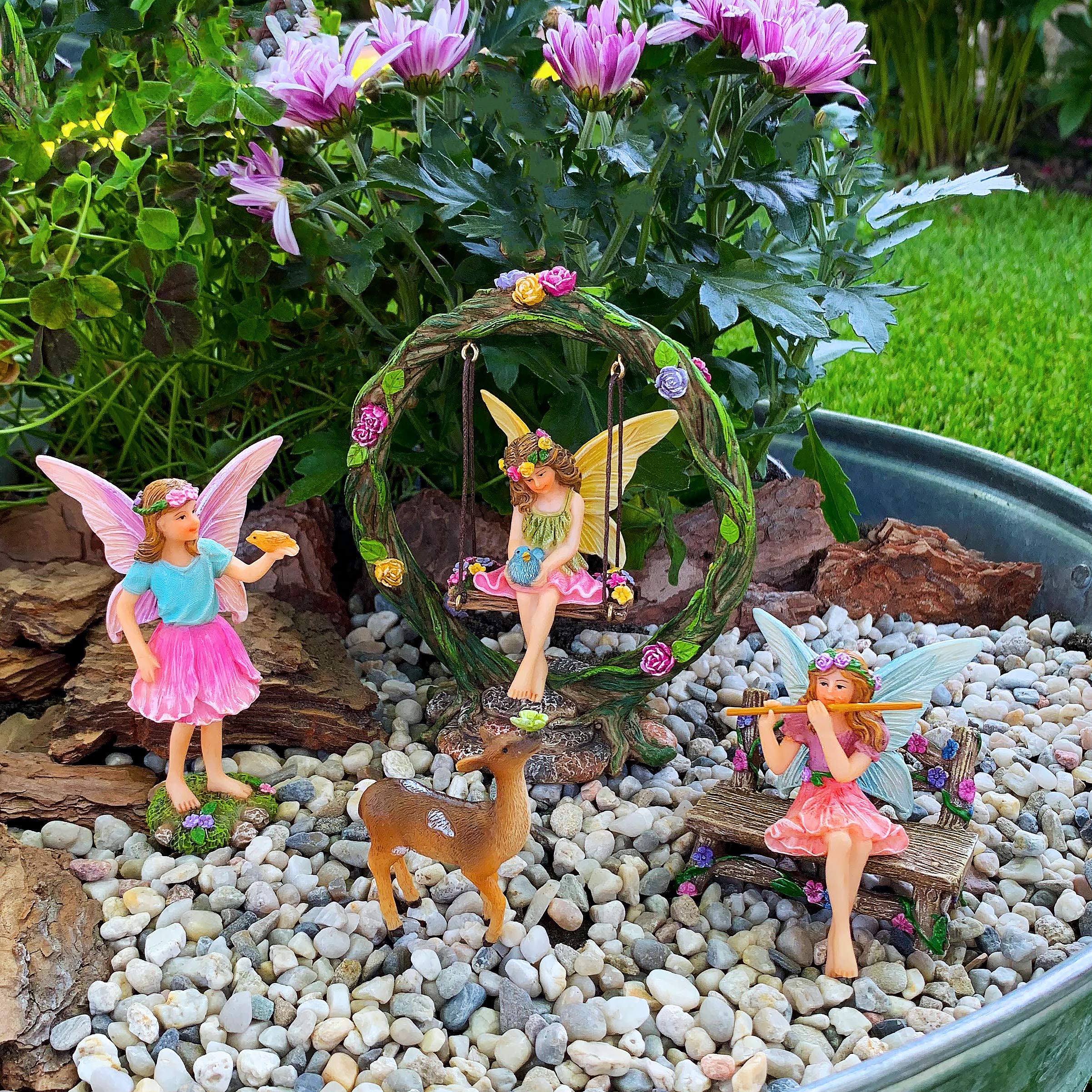 Mood Lab hand-painted fairy figurines add whimsy to your garden village and shelves
